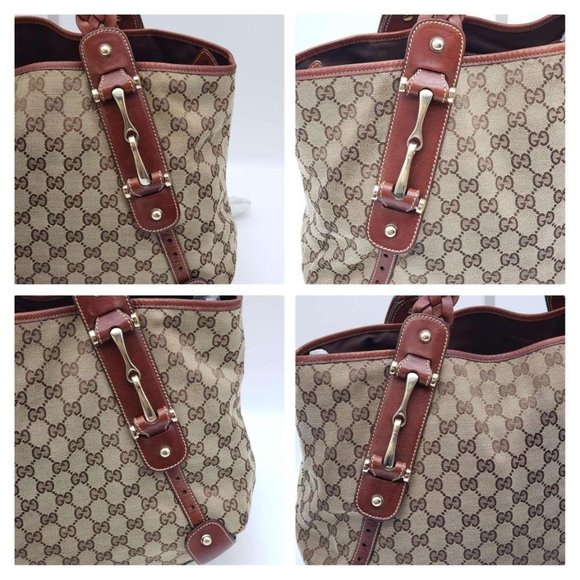 100% Authentic Gucci Leather and Canvas Brown Shoulder Bag #0650 - Picture 10 of 15